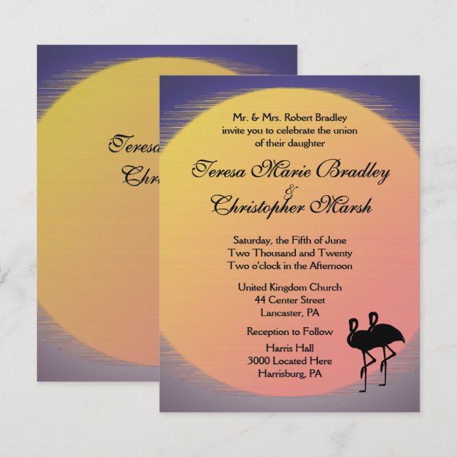 Flaminställning Sol kväll Bröllop Inbjudningar (Fram/baksida)