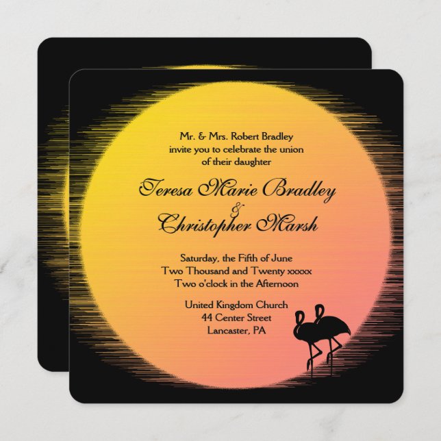 Flaminställning Sol kväll Bröllop Inbjudningar (Fram/baksida)
