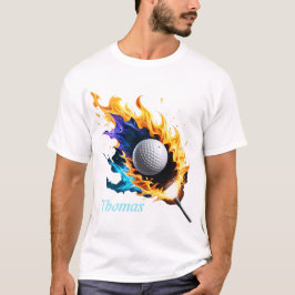 Flamintensitet: golf boll i aktion. t shirt