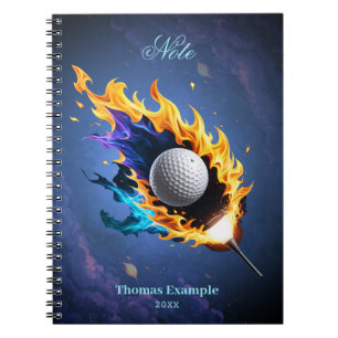Flamintensitet: golfplattan boll i aktion anteckningsbok