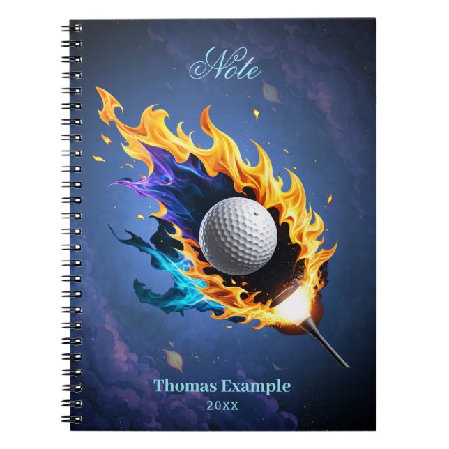 Flamintensitet: golfplattan boll i aktion anteckningsbok (Framsidan)