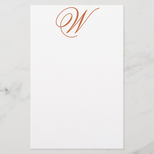 Flamish W Editable Monogram Felt Stationery Brevpapper (Framsida)