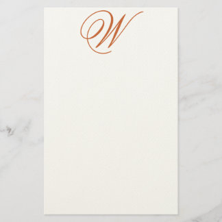 Flamish W Editable Monogram Felt Stationery Brevpapper