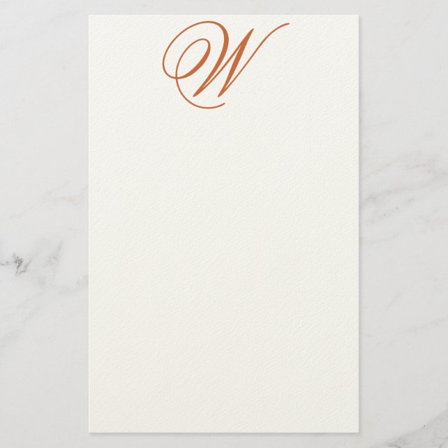 Flamish W Editable Monogram Felt Stationery Brevpapper (Framsida)