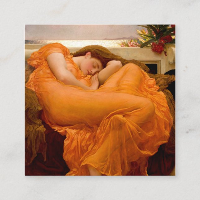 Flamjuni-målning efter Frederic Leighton Fyrkantigt Visitkort (Framsida)