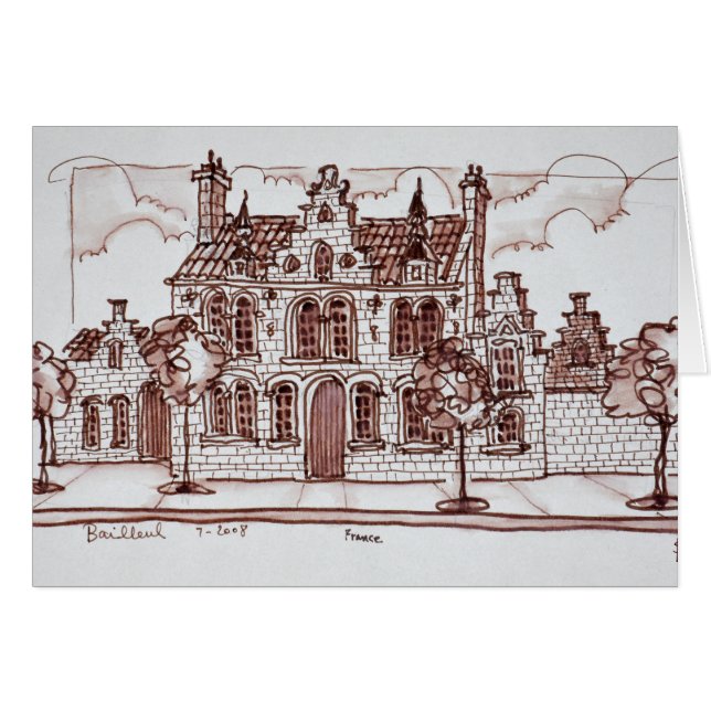 Flamländsk arkitektur| Bailleul, Frankrike Hälsningskort (Framsidan Horizontal)