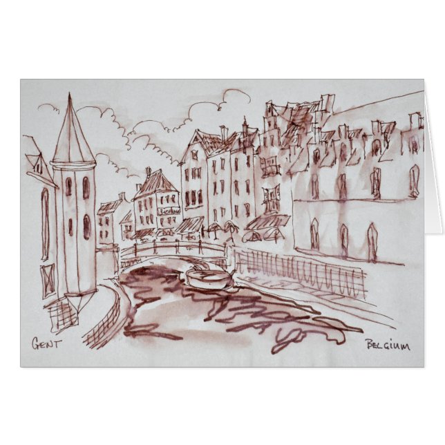 Flamländsk arkitektur| Gent, Belgien Hälsningskort (Framsidan Horizontal)