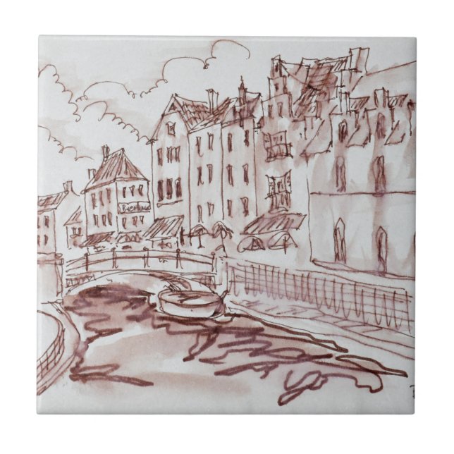 Flamländsk arkitektur| Gent, Belgien Kakelplatta (Framsidan)