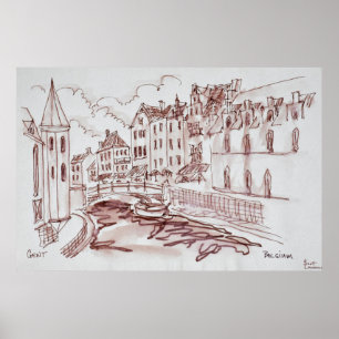 Flamländsk arkitektur Gent, Belgien Poster
