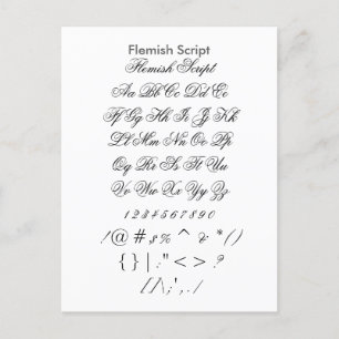 Flamländska skript - Zazzle Font Sampler Lakan Vykort
