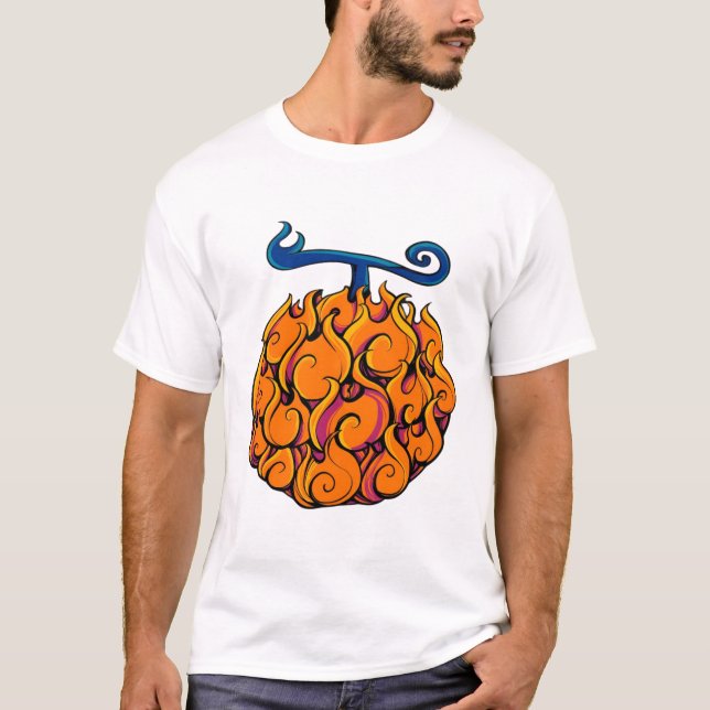Flamm Frukt Grafisk Eldig Orange och Röd T-Shirt (Framsida)
