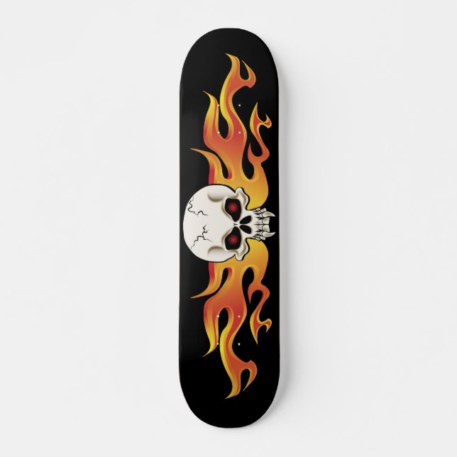 Flamma den Fanged skallen Mini Skateboard Bräda 18,7 Cm (Framsida)
