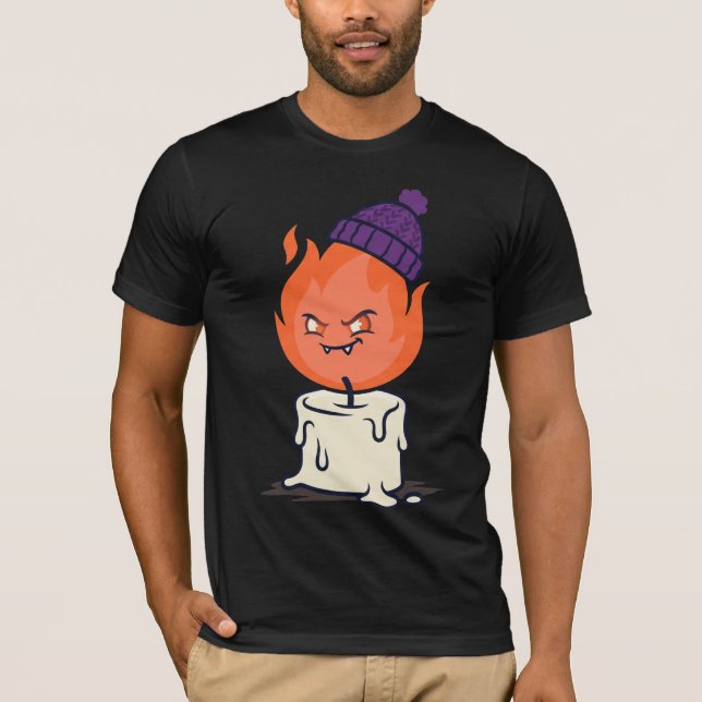 Flamma Ljus Monster Tröja Keps Halloween Tee (Framsida)