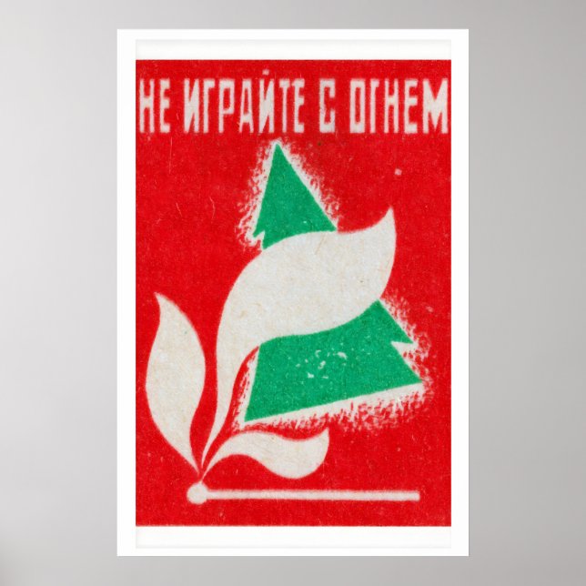 Flamma Mitten av 1900-Talets Tändsticksask Etikett Poster (Framsidan)