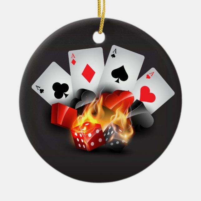 Flamma pokerkasinosvarten julgransprydnad keramik (Framsidan)