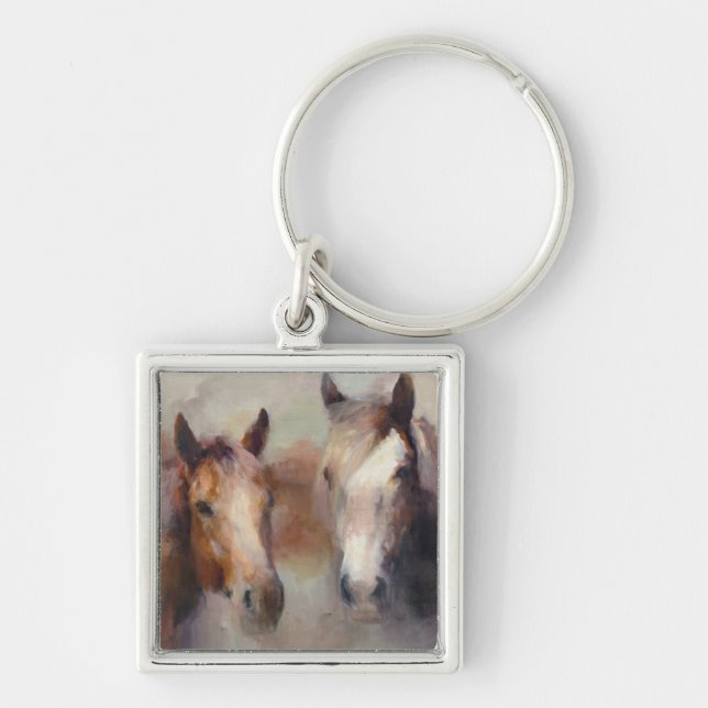 Flamma väster fyrkantig silverfärgad nyckelring (Framsidan)