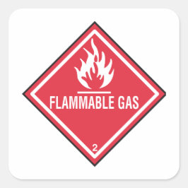 Flammable gas warning fyrkantigt klistermärke