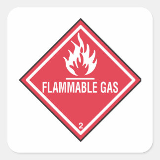 Flammable gas warning fyrkantigt klistermärke