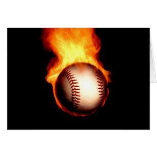 Flammande baseball hälsningskort