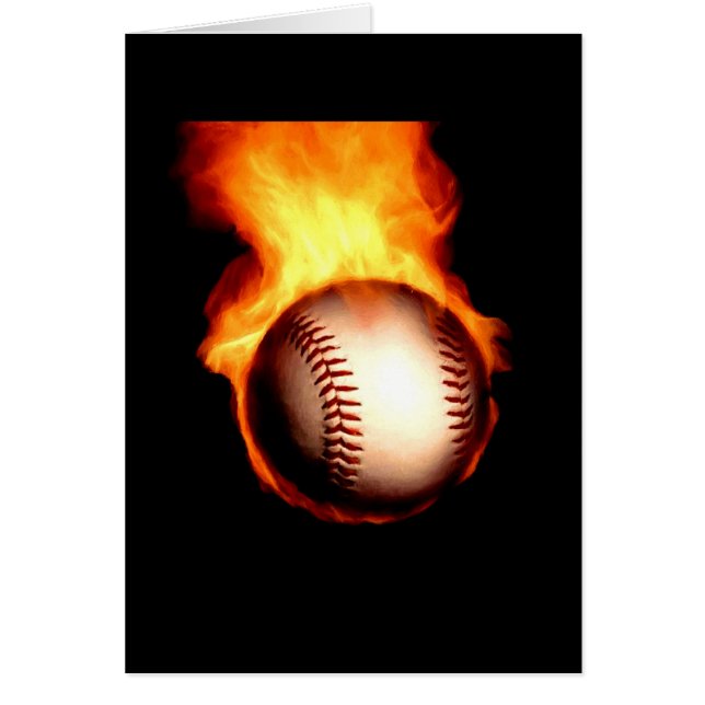 Flammande baseball hälsningskort (Framsidan)