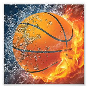 flammande basket fototryck