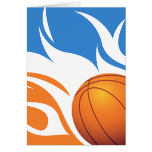 Flammande basketblått och orange hälsningskort