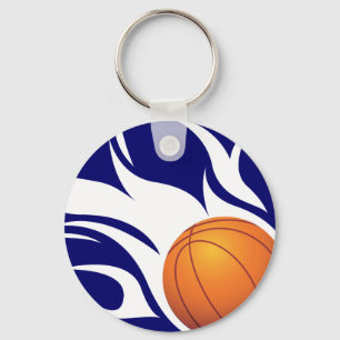 Flammande basketblått och vit nyckelring