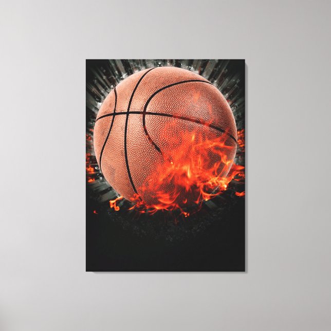 Flammande basketboll canvastryck (Framsida)