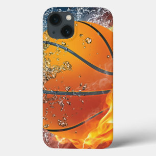 Flammande basketboll kastkudde