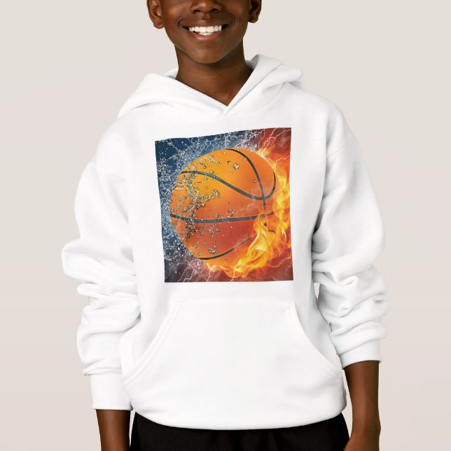 Flammande basketkudde t shirt (Framsida)