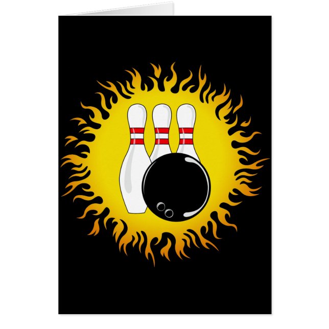 Flammande bowling hälsningskort (Framsidan)