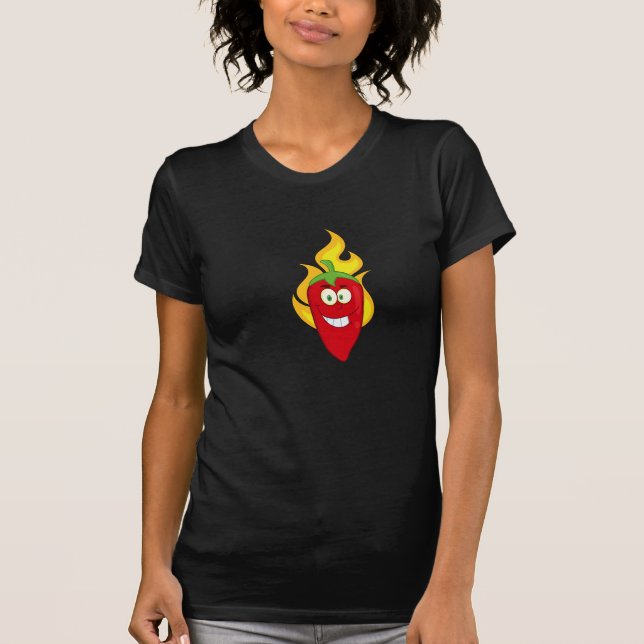 Flammande Chilipepparkvinna T-tröja Tee (Framsida)