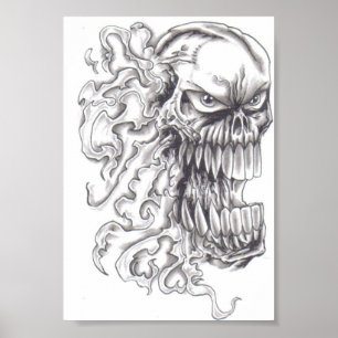 Flammande demoniskt Poster skullerkonst