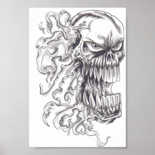 Flammande demoniskt Poster skullerkonst (Framsidan)