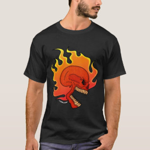 Flammande Dödskalle T Shirt