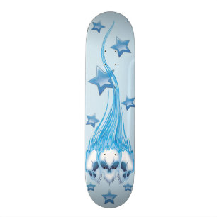 Flammande döskallar för blått skateboard bräda 20 cm