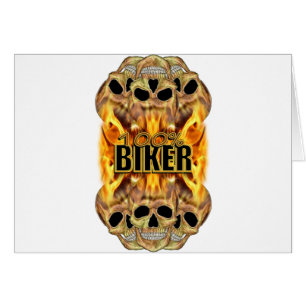 Flammande döskallarbiker 100% hälsningskort