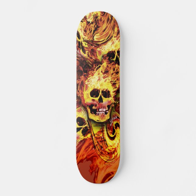 Flammande döskallarSkateboard Old School Skateboard Bräda 21,6 Cm (Framsida)