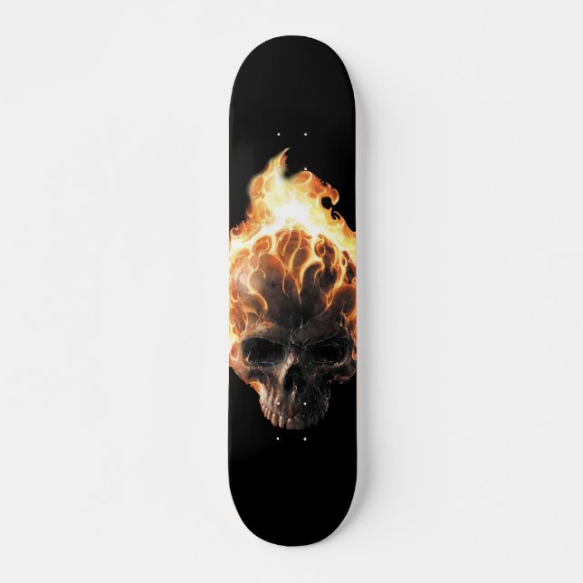 Flammande döskalle skateboard bräda 21,5 cm (Framsida)