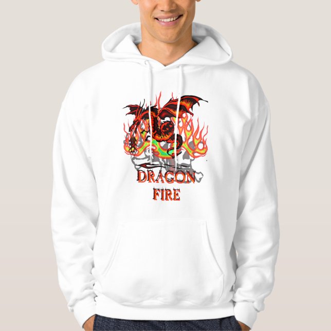 Flammande drakeHoodie Sweatshirt (Framsida)