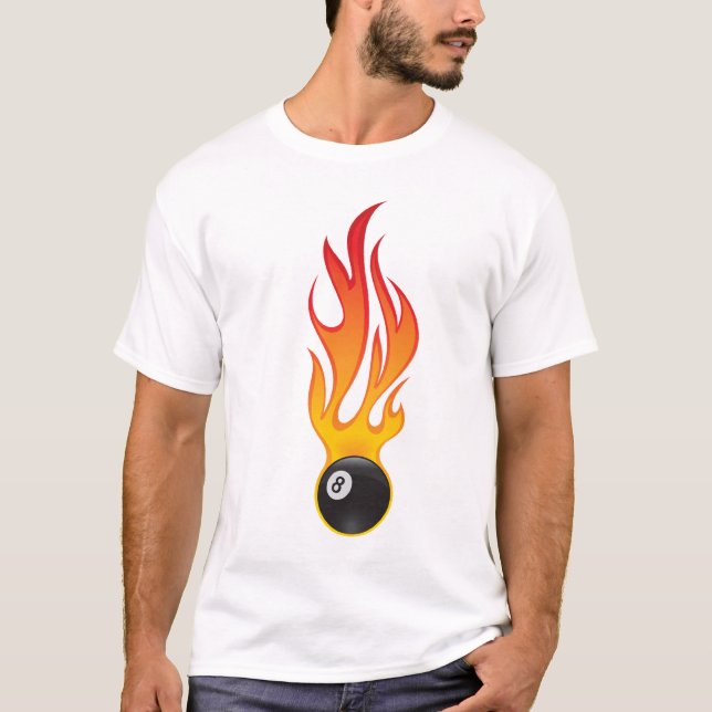 flammande eightballl tee shirt (Framsida)