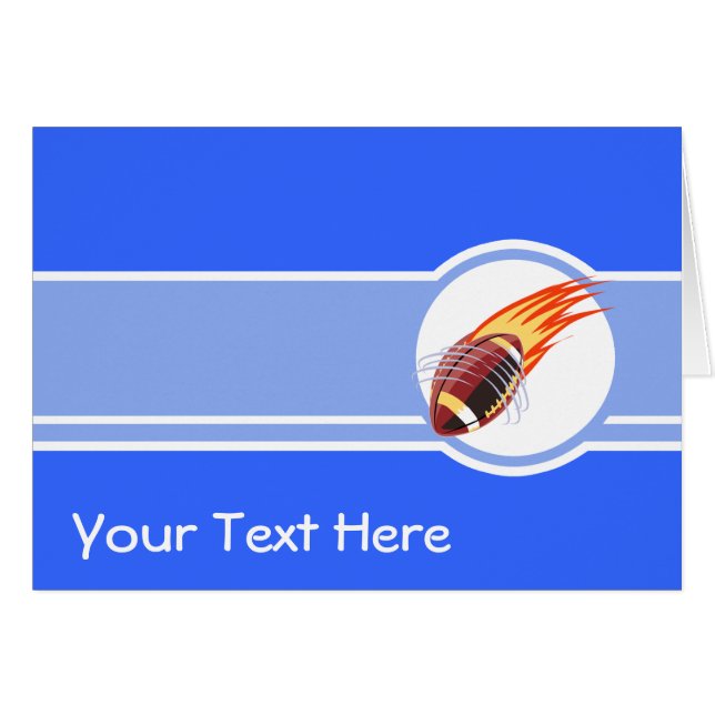 Flammande fotboll; Blått Hälsningskort (Framsidan Horizontal)