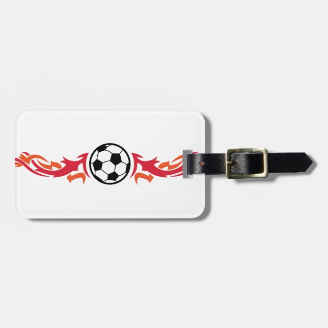 Flammande fotbollboll bagagebricka (Horisontell Framsida)