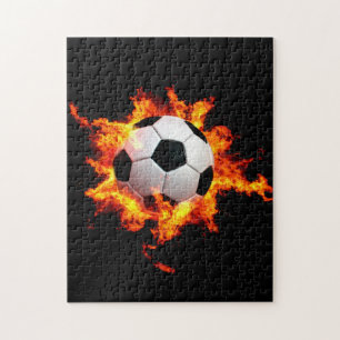Flammande fotbollboll pussel