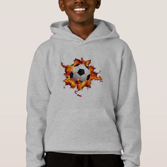 Flammande fotbollboll t-shirt (Framsida)