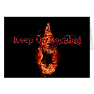 Flammande gitarr hälsningskort