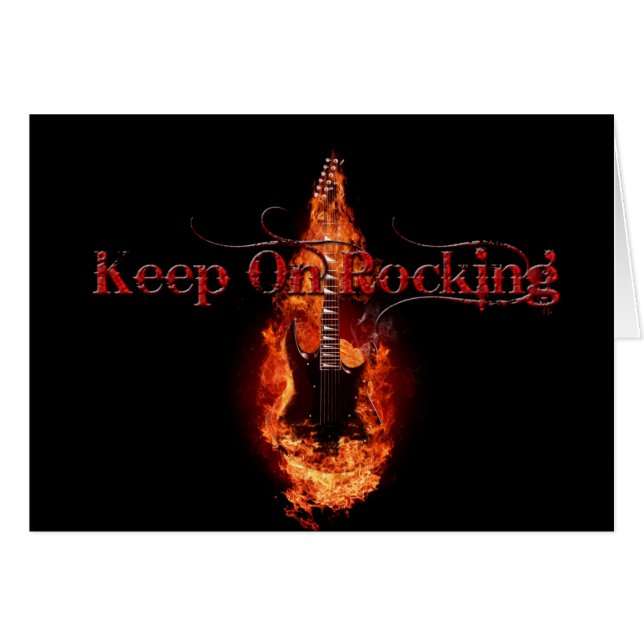 Flammande gitarr hälsningskort (Framsidan Horizontal)