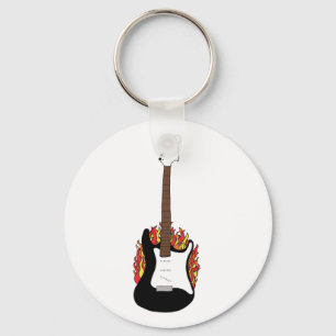 Flammande gitarr nyckelring