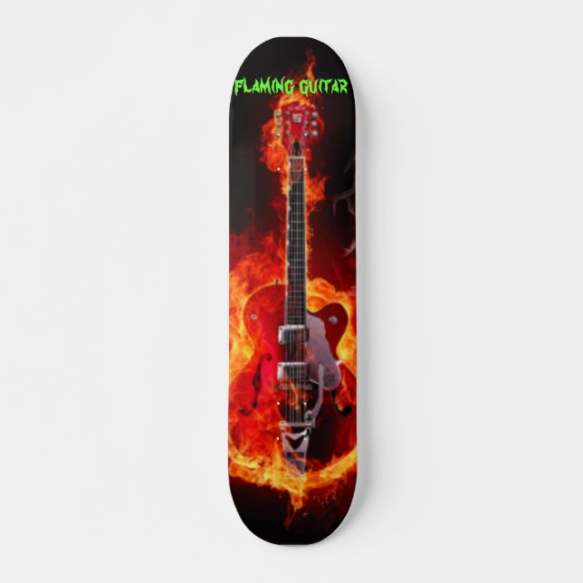 flammande gitarr old school skateboard bräda 18 cm (Framsida)