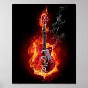 Flammande gitarr poster